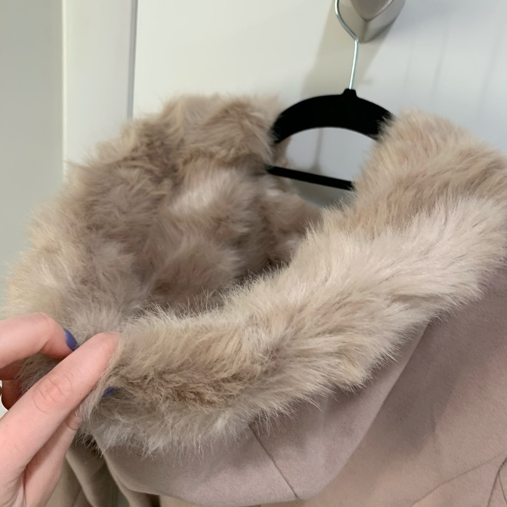 Dennis Basso Faux Fur Trim Wrap Coat NWOT - Picture 8 of 11